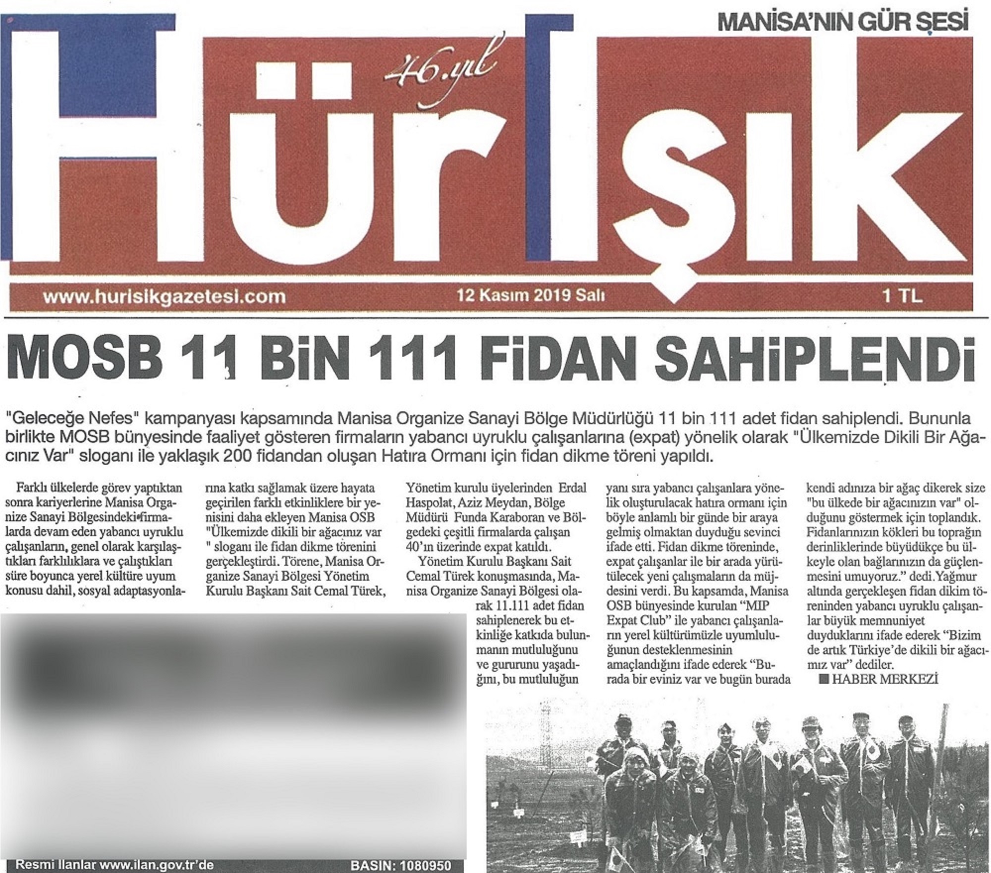 Mosb Repression MOSB 11 BİN 111 FİDAN SAHİPLENDİ - MOSB - Manisa Organize Sanayi ...