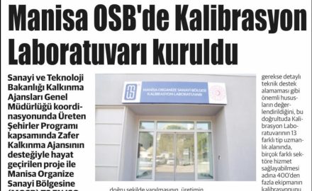 MANİSA OSB'DE KALİBRASYON LABORATUVARI KURULDU